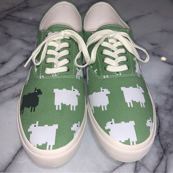 Sperry x Warm & Wonderful Men's 12 Green Black White Sheep Shoes New - Picture 1 of 9